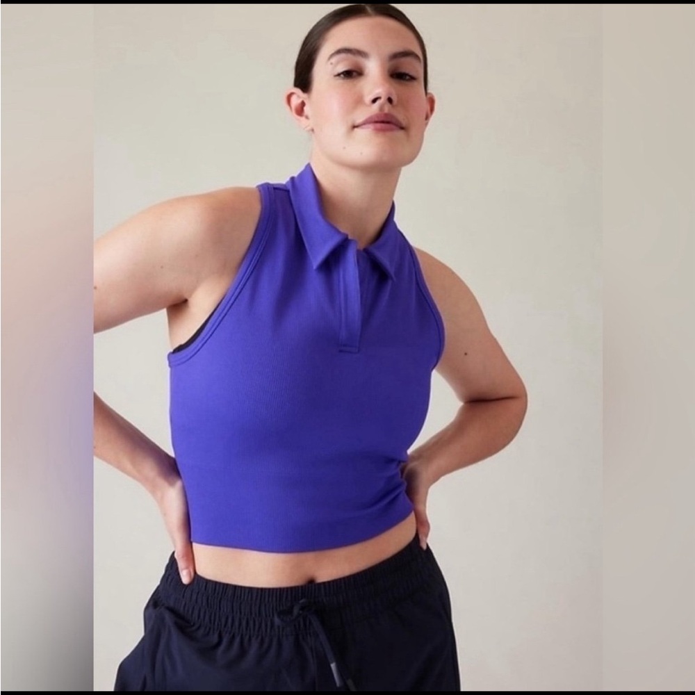 Athleta Aurora Seamless Crop Polo Tank